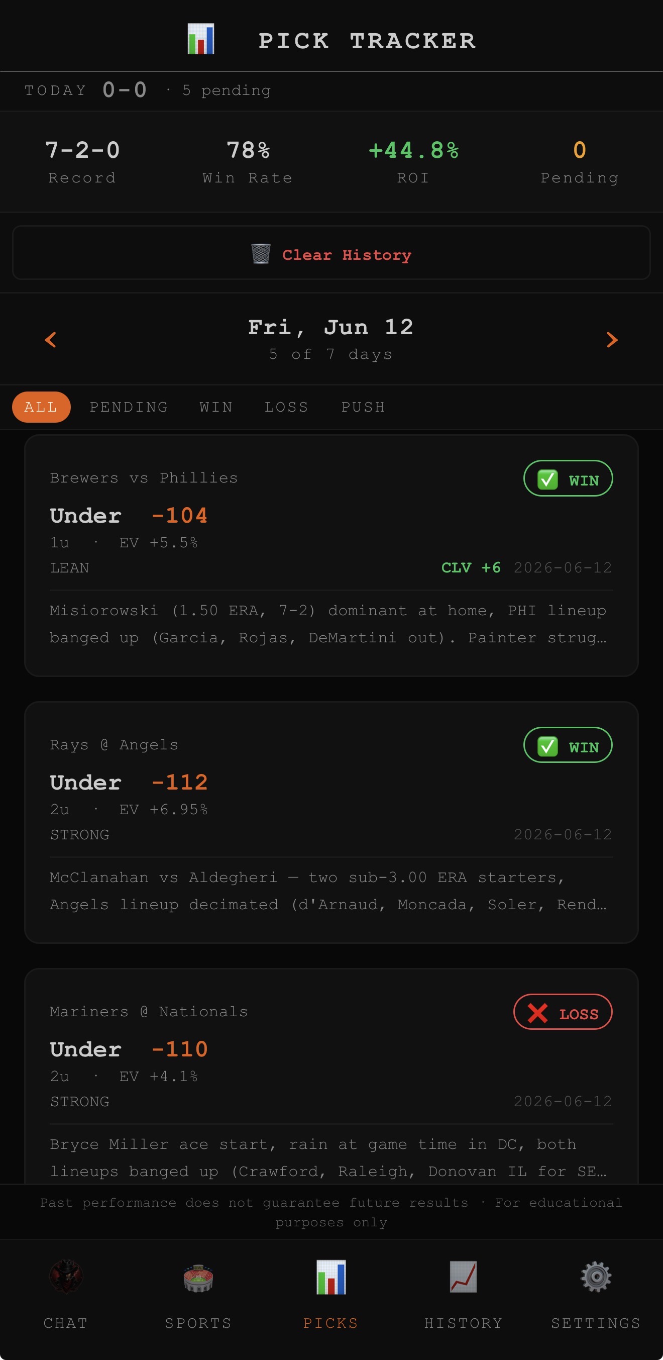Pick tracker