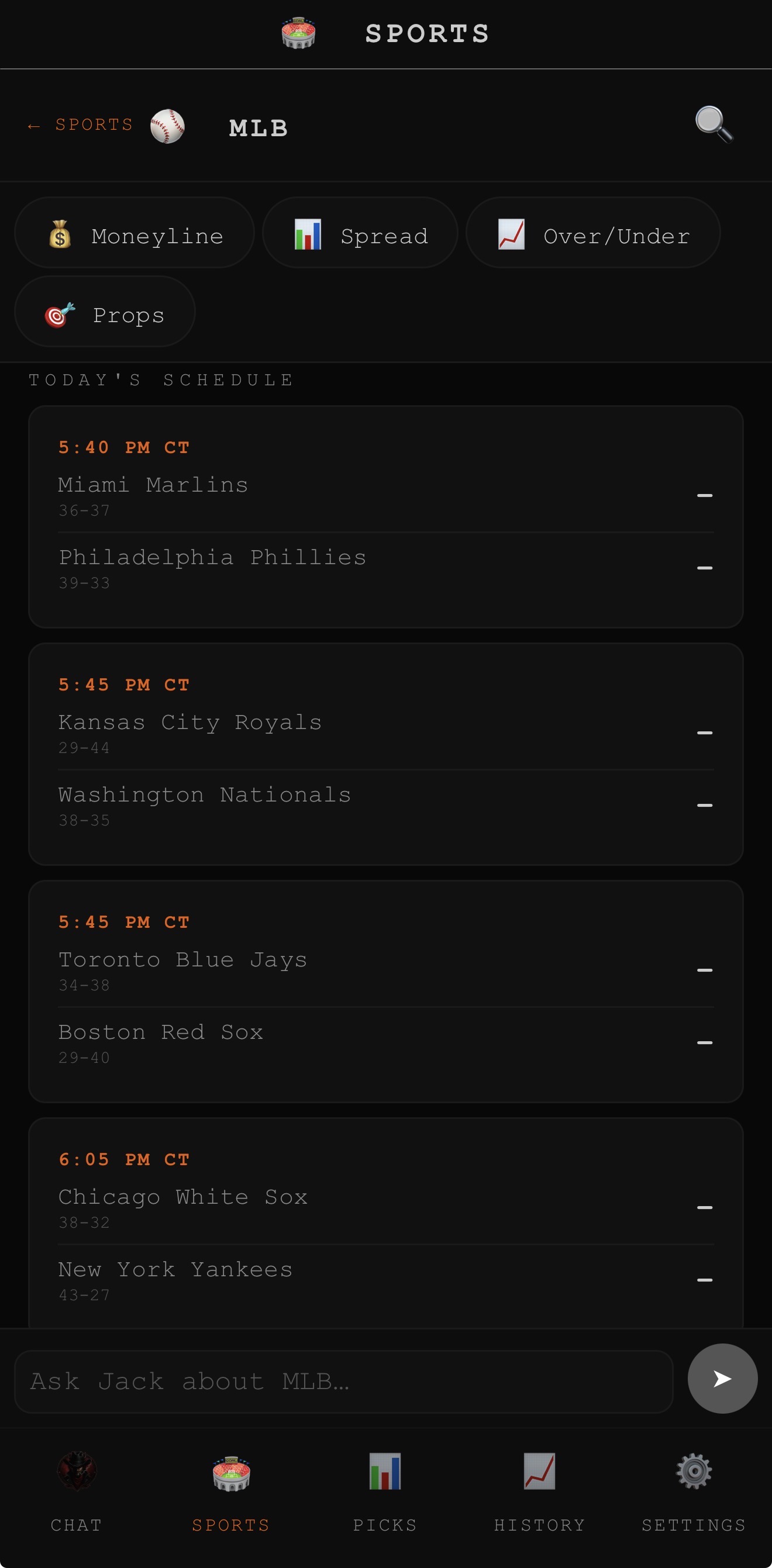 Sports schedule